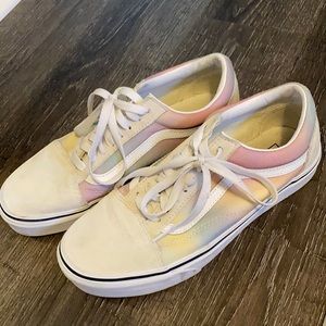 Aura Vans pastel tie dye tan cream Vans old skool